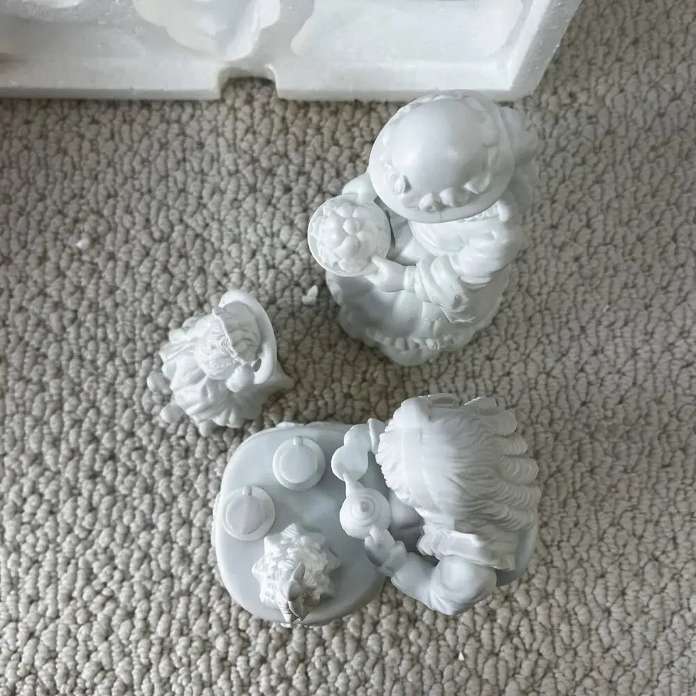 Department 56 Winter Silhouette Christmas Tea White Porcelain Set of 3 Vintage